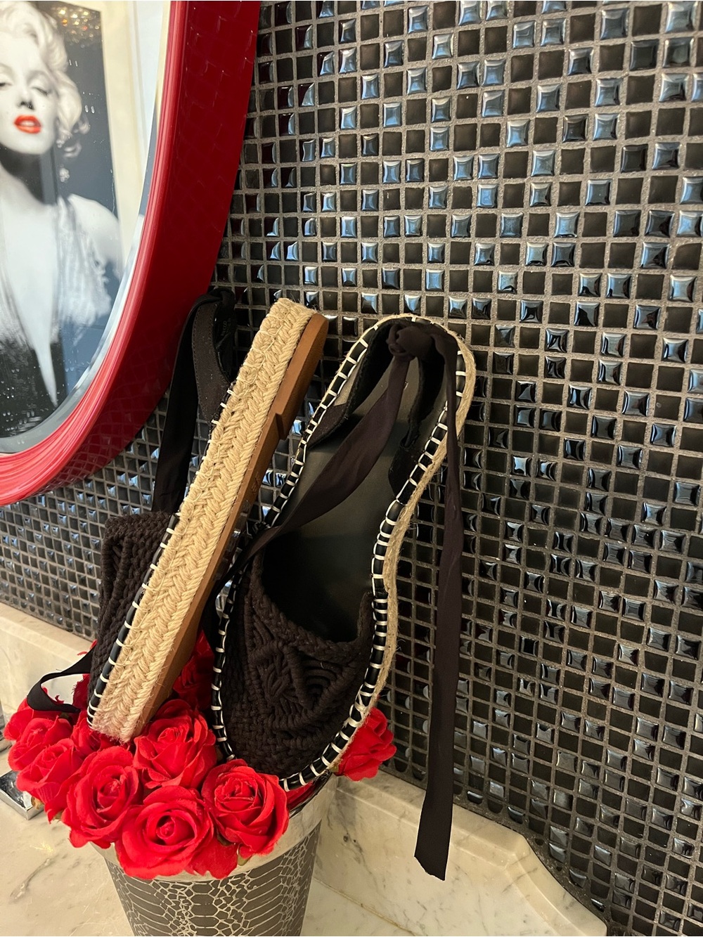 NEW Black Woven macrame Espadrille Sandals with lace up ankle ties - Picture 15 of 15